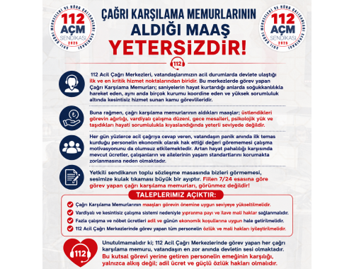 ÇAĞRI KARŞILAMA MEMURLARININ ALDIĞI MAAŞ YETERSİZDİR!