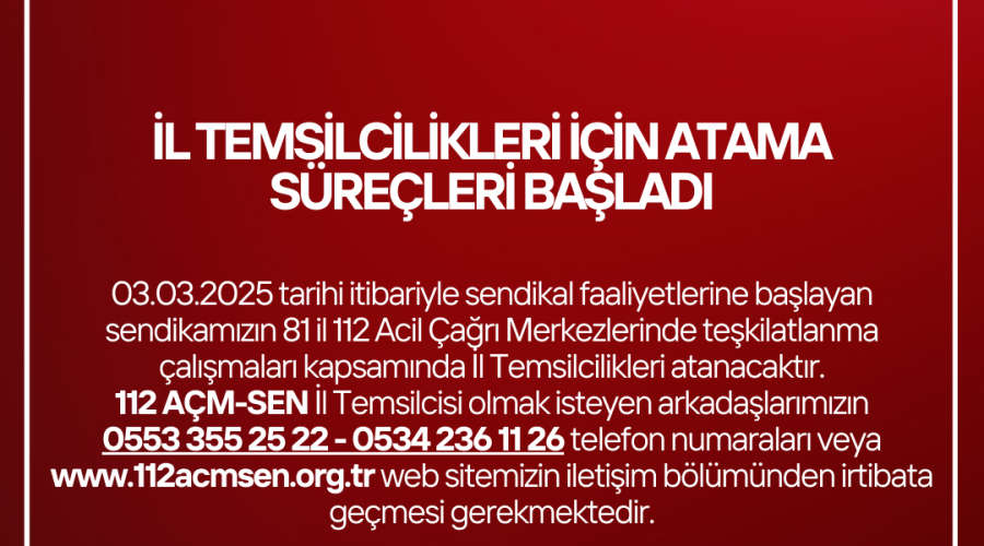 İl Temsilcileri Ataması